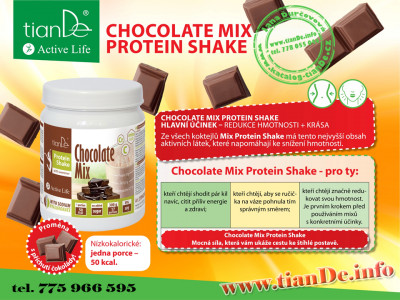 Čokoládový proteinvý koktejl mix se sladidlem tianDe